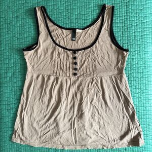 Y2k HM Beige Black Button Front Babydoll Whimsigoth Coquette Cami Tank Top L 10